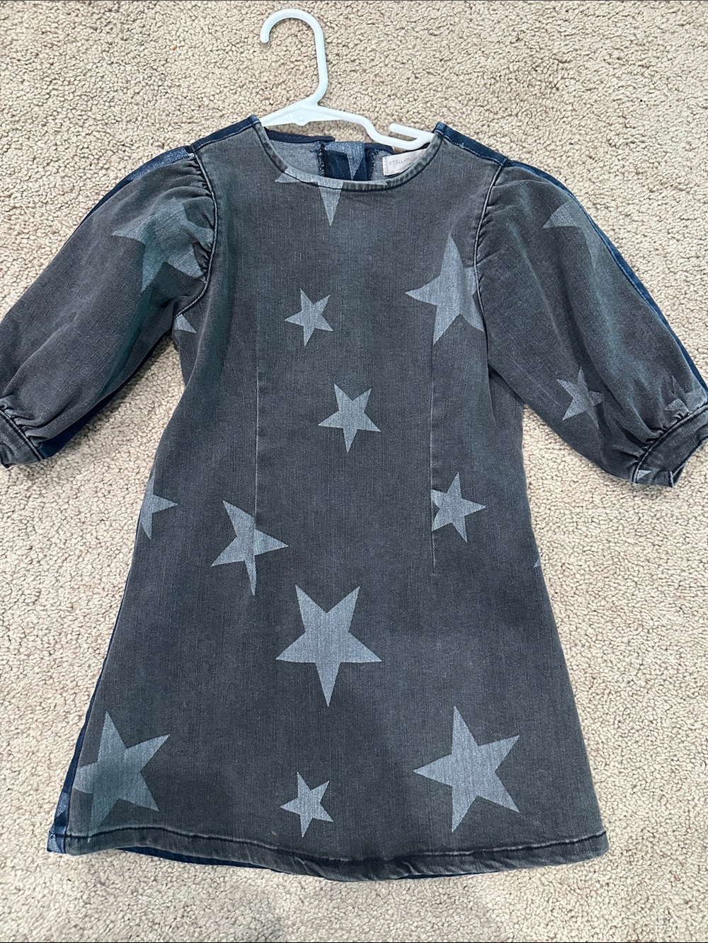Stella McCartney Kids Charcoal Star Denim A-Line Dress